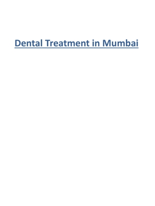 Dental Treatment in Mumbai