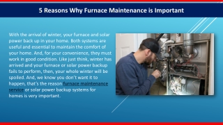 5 Reasons Why Furnace Maintenance is Important