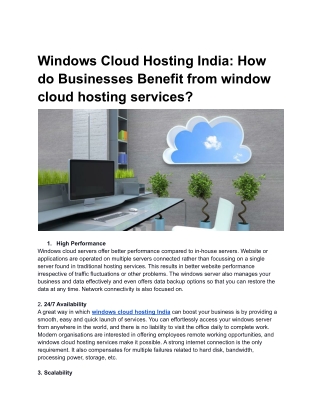 How do businesses benefit from window cloud hosting services? - Windows Cloud Ho
