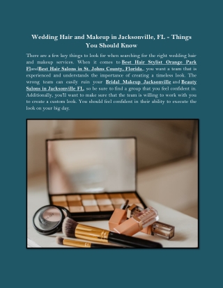 Wedding Hair and Makeup in Jacksonville FL  Things You Should Know