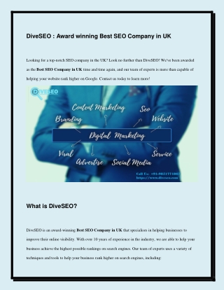 DiveSEO _ Award winning Best SEO Company in UK