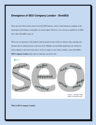 Emergence of SEO Company London - DiveSEO