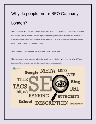 Why do people prefer SEO Company London