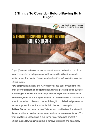 5 Things To Consider Before Buying Bulk Sugar