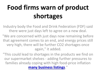 Food firms warn of product shortages