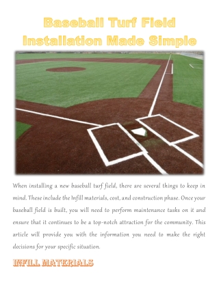 Baseball Turf Field Installation Made Simple