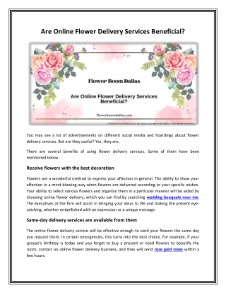 Are online flower delivery services beneficial