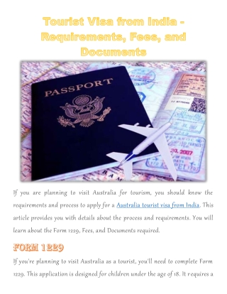 Tourist Visa from India - Requirements, Fees, and Documents