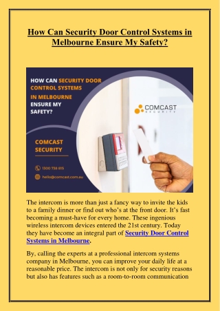 How Can Security Door Control Systems in Melbourne Ensure My Safety?