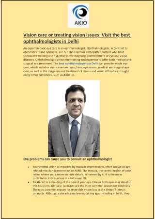 Visit the best ophthalmologists in Delhi