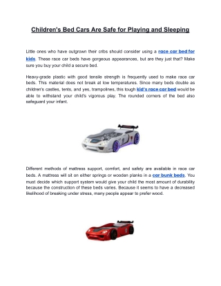 Children's Bed Cars Are Safe for Playing and Sleeping