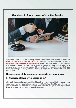 Questions to Ask a Lawyer After a Car Accident