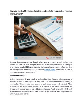 How can medical billing and coding services help you practice revenue improvement