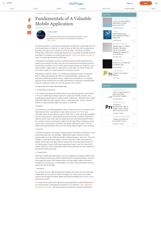 Fundamentals of A Valuable Mobile Application