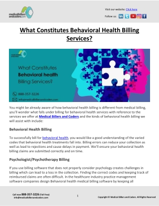 What Constitutes Behavioral Health Billing Services