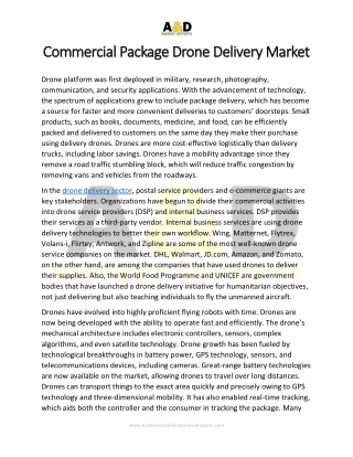 Commercial Drone package delivery |Drone Delivery market analysis