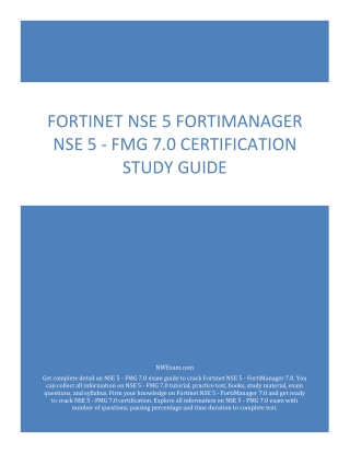 Fortinet NSE 5 FortiManager NSE 5 - FMG 7.0 Certification Study Guide