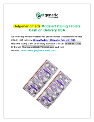 Order Modalert Online | Buy Generic Modalert 200mg Cash on Delivery