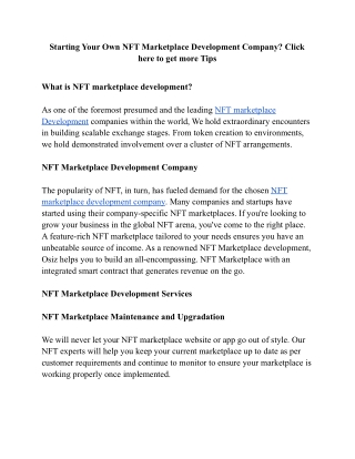 NFT marketplace development company