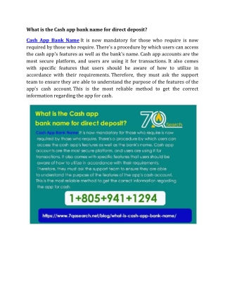 What is the Cash app bank name for direct deposit?