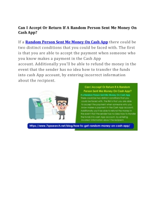 Can I Accept Or Return If A Random Person Sent Me Money On Cash App
