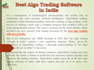 Best Algo Trading Software in India