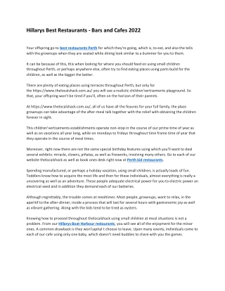 Hillarys Best Restaurants - Bars and Cafes 2022