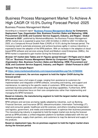 Business Process Management Market To Achieve A High CAGR Of 10.5% by 2025