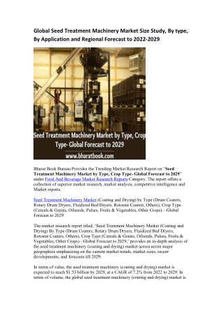 Global Seed Treatment Machinery Market Research Report 2022-2029