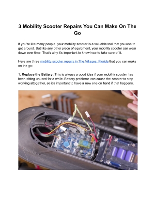3 Mobility Scooter Repairs You Can Make On The Go