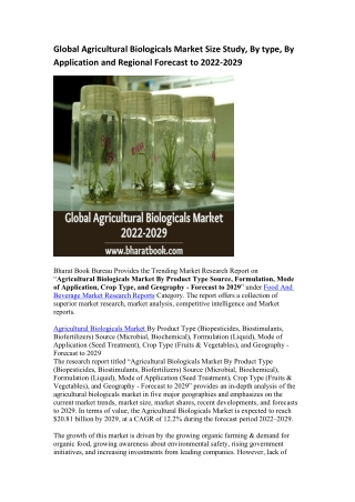 Global Agricultural Biologicals Market Research Report 2022-2029