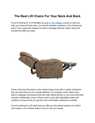 The Best Lift Chairs For Your Neck And Back