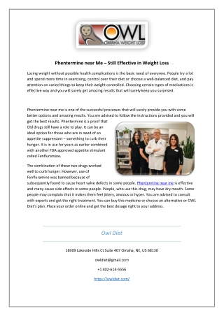 Phentermine near Me – Still Effective in Weight Loss