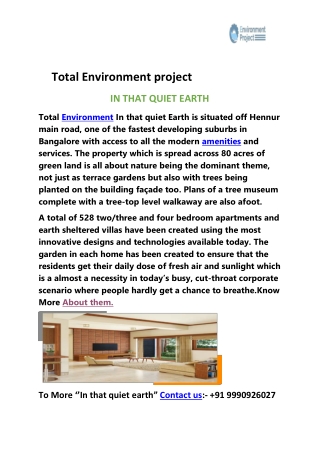 IN THAT QUIET EARTH | TOTAL ENVIRONMENT PROJECT | TOTAL ENVIRONMENT PROPERTIES |