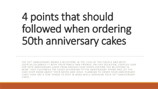 4 points that should followed when ordering 50th