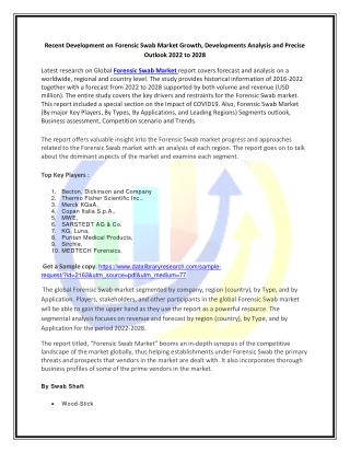 Global Forensic Swab Market Opportunities and Forecast 2020-2027