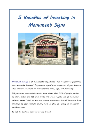 5 Benefits of Investing in Monument Signs