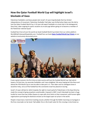 How the Qatar Football World Cup will highlight Israel’s blockade of Gaza
