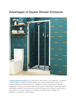 Advantages of Square Shower Enclosure