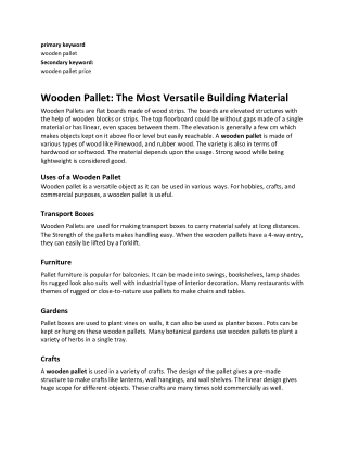Wooden Pallet The Most Versatile Building Material