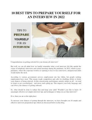 10 BEST TIPS TO PREPARE YOURSELF FOR AN INTERVIEW IN 2022