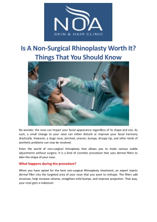 Is A Non-Surgical Rhinoplasty Worth It Things That You Should Know