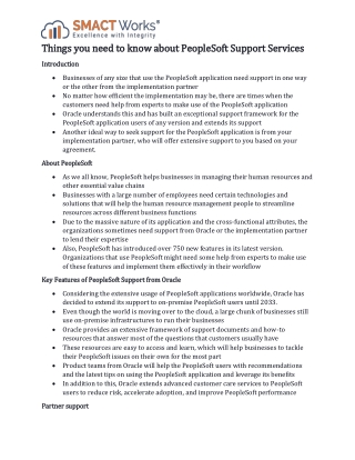 Things you need to know about PeopleSoft Support Services