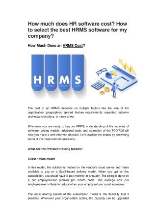 How much does HR software cost_How to select the best HRMS software for my company