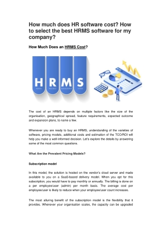 How much does HR software cost_How to select the best HRMS software for my company