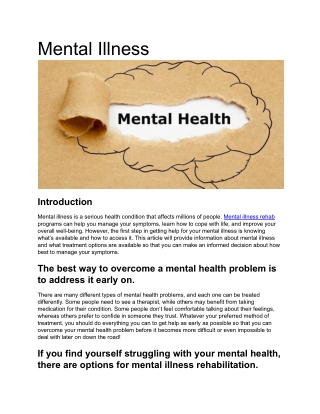 Mental Illness