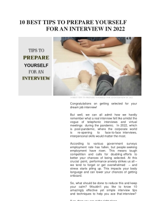 10 BEST TIPS TO PREPARE YOURSELF FOR AN INTERVIEW IN 2022