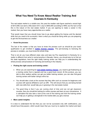 What You Need To Know About Realtor Training And Courses In Kentucky