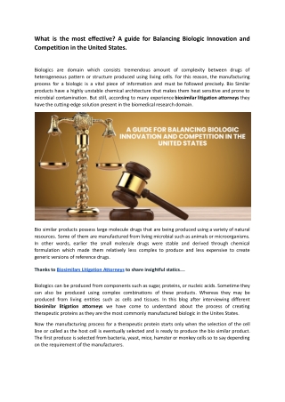 A guide for Balancing Biologic Innovation and Competition in the United States.docx