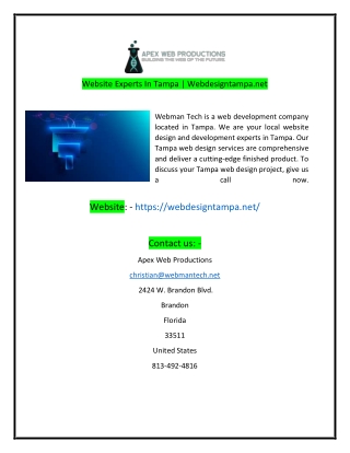 Website Experts In Tampa Webdesigntampanet